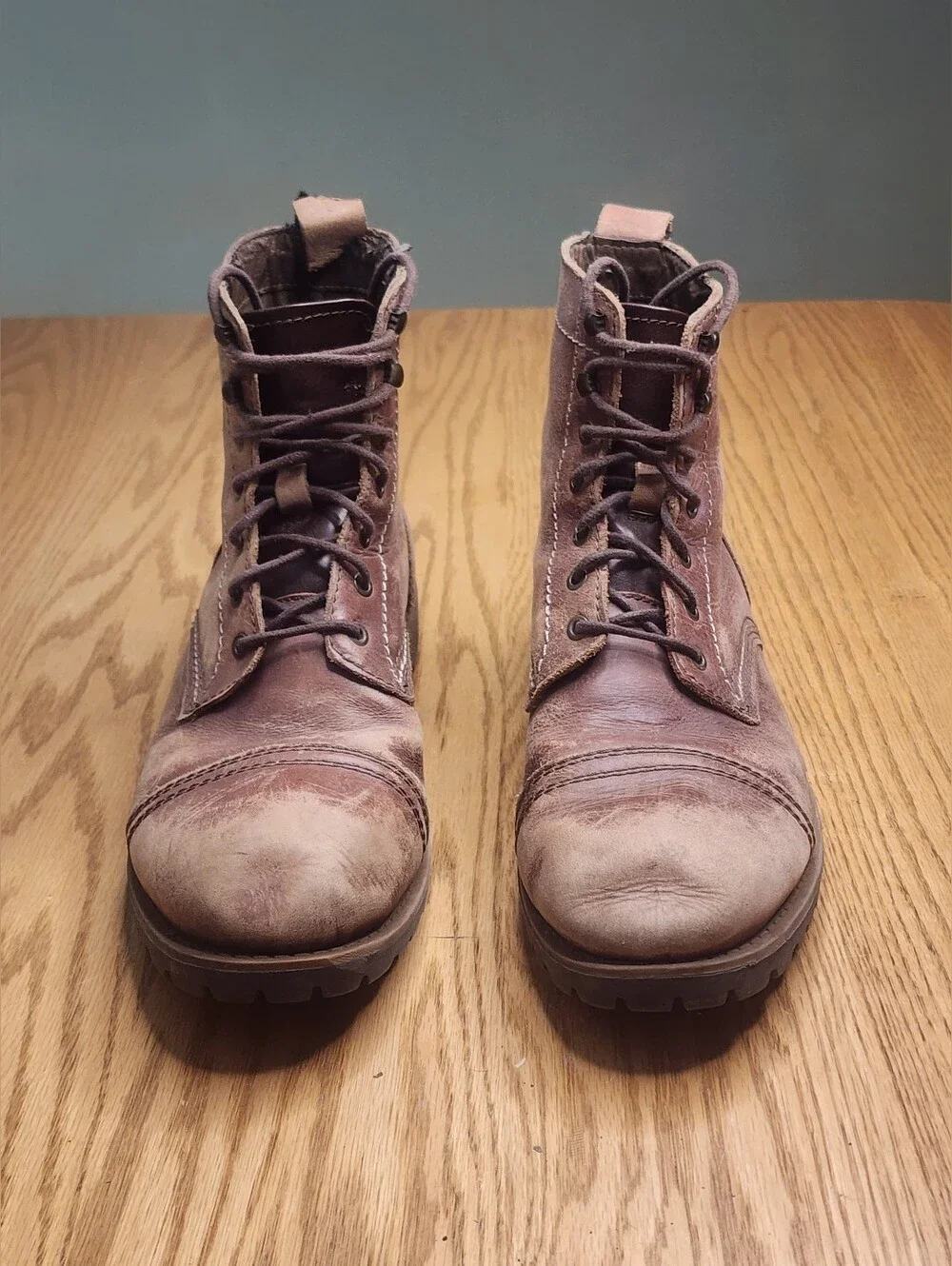 Brown Leather Distressed Boots Mens Size 12 Streetwear Cowboy Country - Picture 3 of 8